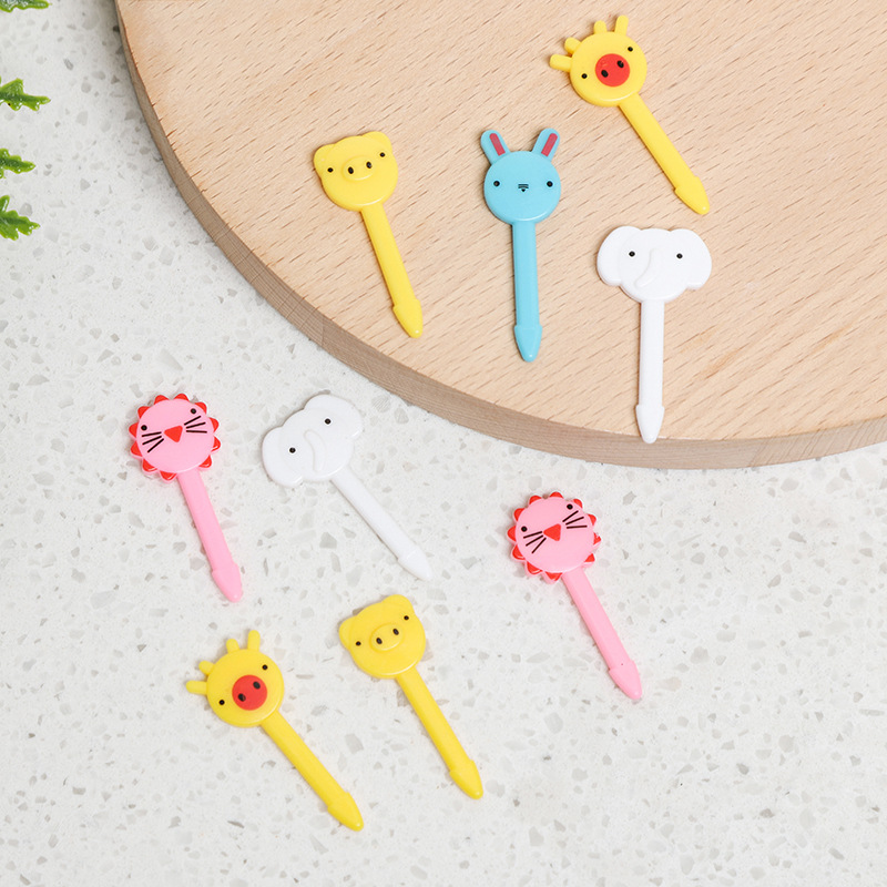 Tenedor de Frutas Infantil con Diseño de Dibujos Animados, Estilo Japonés, Portátil, Lindo, de Plástico, Palillos para Frutas con Forma de Animales, Decoración para Bento