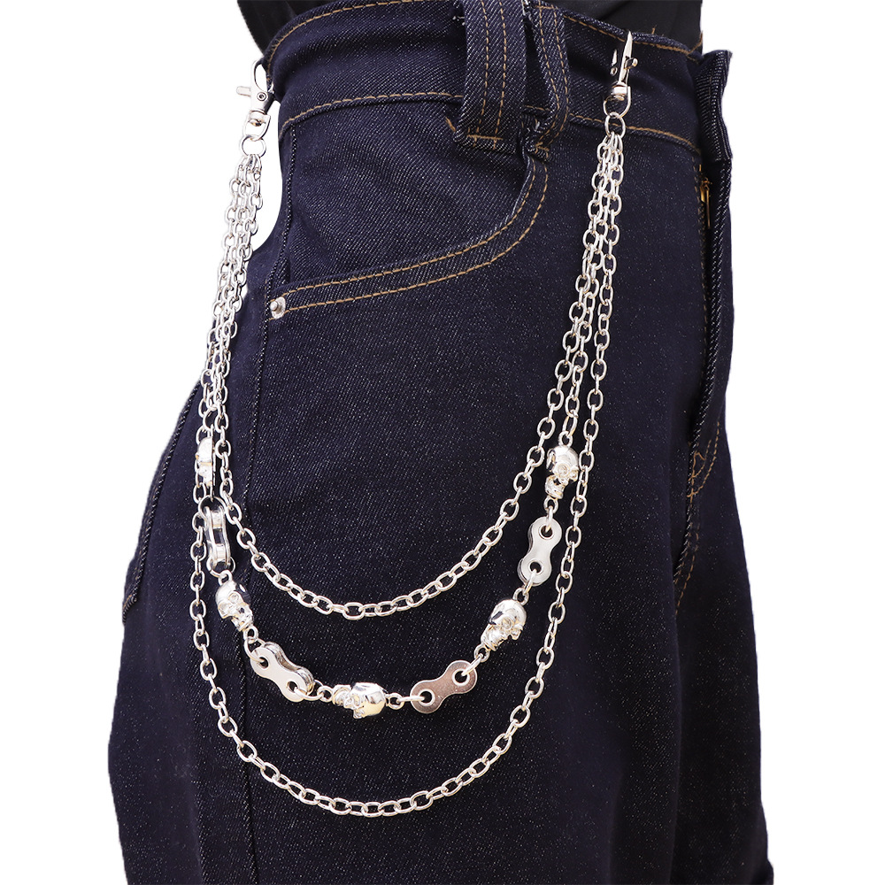 Moda Hip-Hop Punk Stile Teschio Pesante Accessori Multistrato Catena di Metallo Pantaloni Uomo Strada Versatile_voghion.com