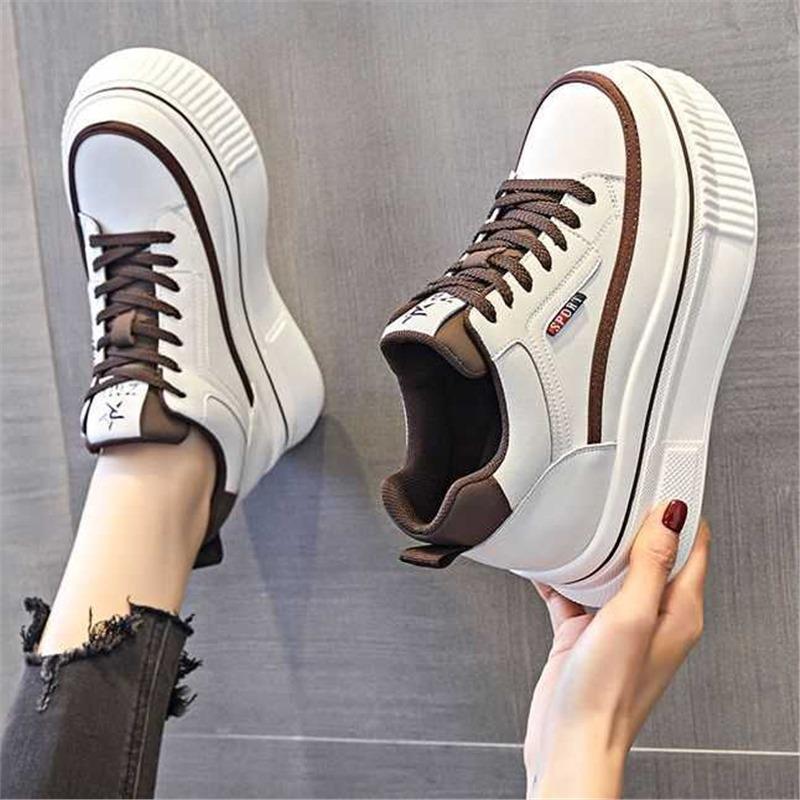 Autumn white sneakers platform with hidden heel
