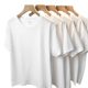 Pure Cotton Men's Round Neck Short-sleeved T-shirt 2024 Summer New European and American Loose Fat Guy T-shirt White Base Top