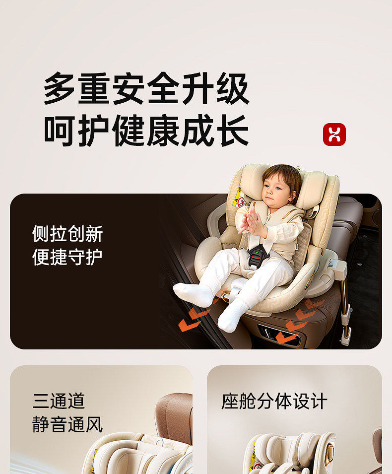 Hagaday Hakada Safety Seat for Infants and Children Aged 0-12, Suitable for Car Use, with Ventilation