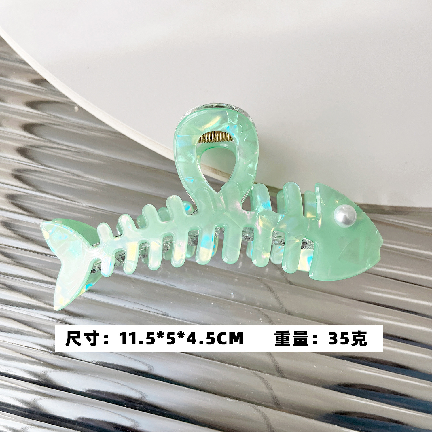 Pinza de pelo original de imitación de acetato con diseño de espina de pescado para cola de caballo y peinados recogidos, pinza de tiburón creativa y exquisita, accesorio de pelo lindo para princesas.