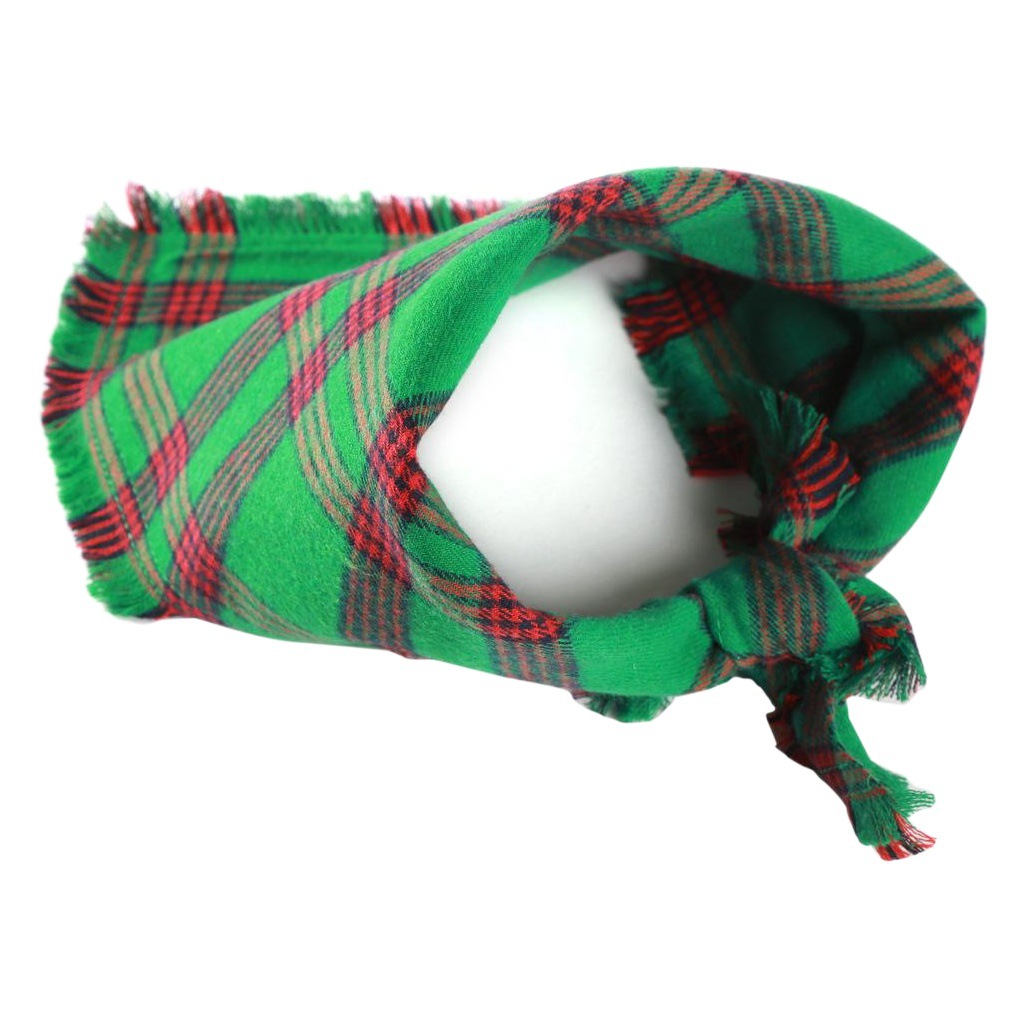 Fabricante en stock transfronterizo nueva Navidad mascota saliva toalla borla triángulo toalla perro Plaid mascota triángulo toalla