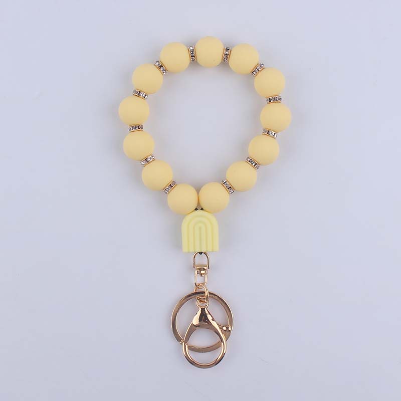 Women's Gender Artistic Solid Color Alloy Silica Gel Beaded Women's Keychain