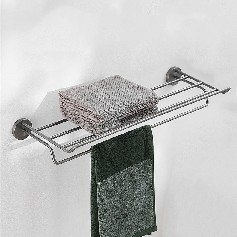 Stainless Steel Bathroom Rack Bath Towel Bathroom Hardware Pendant Bathroom Home Towel Rack Set Gun Gray