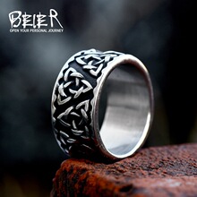 beier北欧维京凯尔特结不锈钢戒指批发 欧美复古时尚简约钛钢戒指