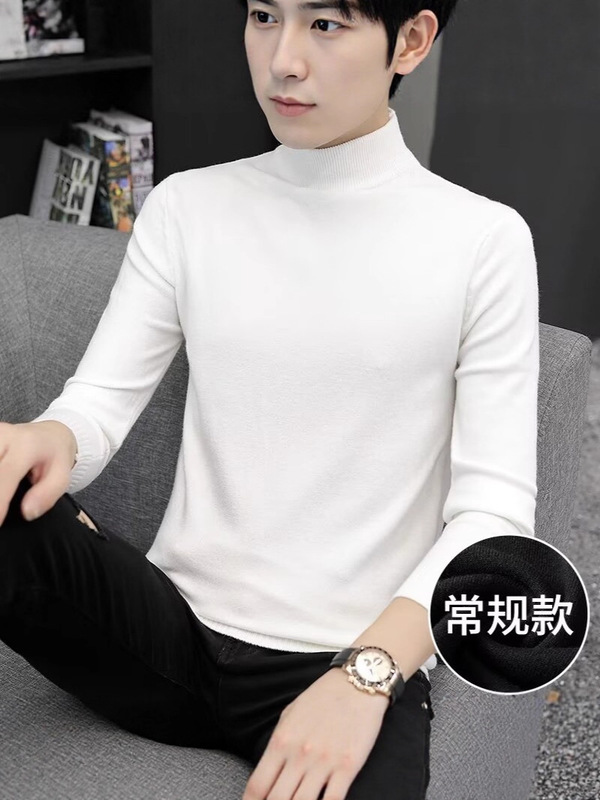 半高领毛衣男秋冬季中领加厚打底衫保暖针织衫毛线衣新款外套保暖|undefined