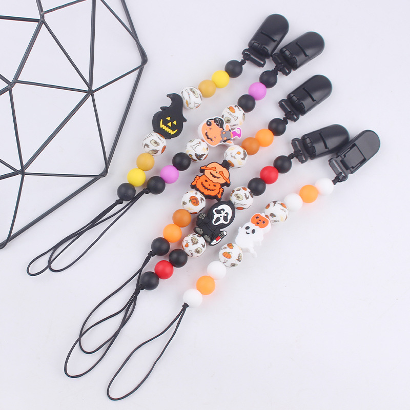 Productos para bebés de Halloween silicona calmante pezón cadena de dientes para bebés varillas de dientes de diente anti-caída nueva cadena anti-caída