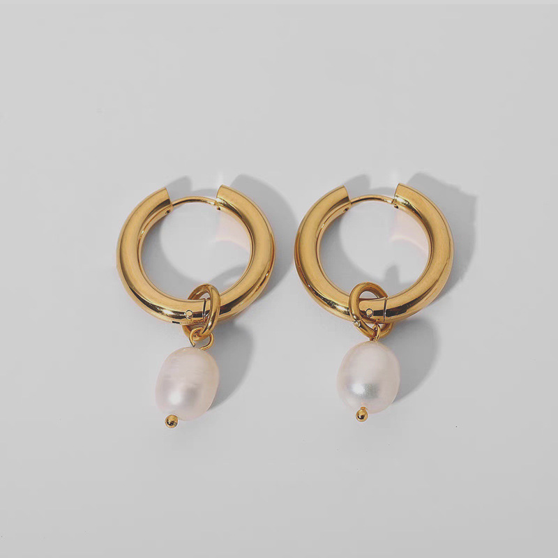 3g Weight Earrings Event & Party Supplies Drop Earrings Classification Fashion Round Stainless Steel Pearl Plating Drop Earrings 1 Pair