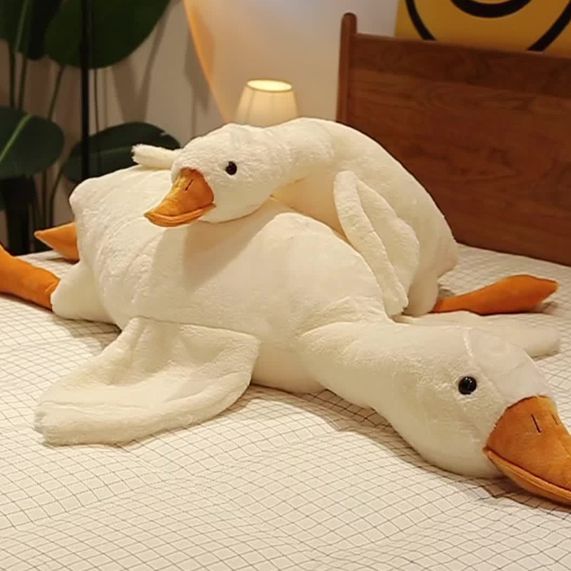 Internet Celebrity nuevo gran ganso blanco almohada largo acostado dormir muñeca niños regalo de la muchacha grande ganso peluche juguete
