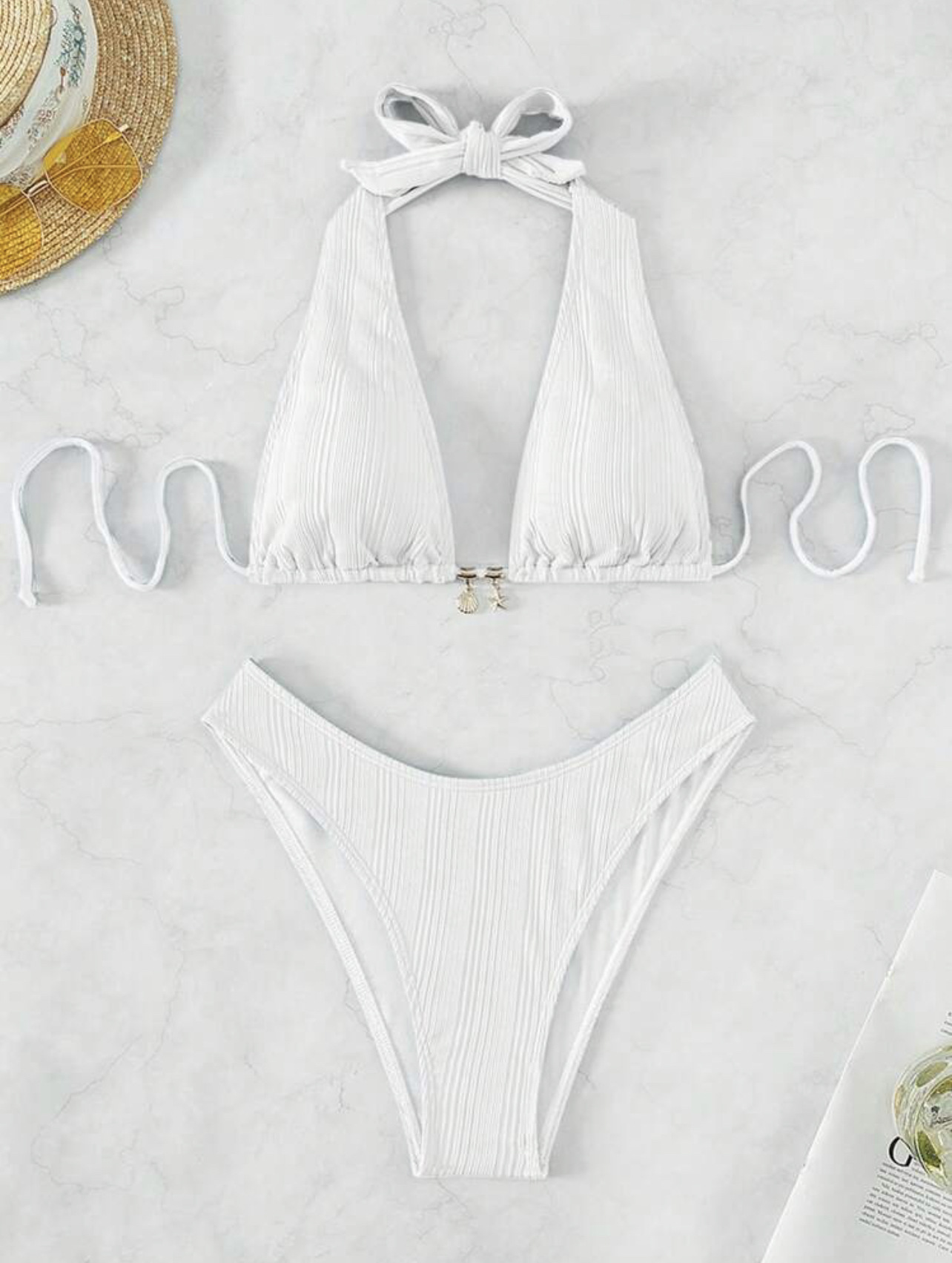 136g Weight Sexy Feel Of Sensation Bikini Panties Style Polyester Fabric Type 2 Pieces Set Quantity Swimming Pool, Beach Occasion Comfort Function Solid Color Pattern Demi Cup Bra Cup Women's Gender Women's Solid Color 2 Pieces Set Bikinis Swimwear 16