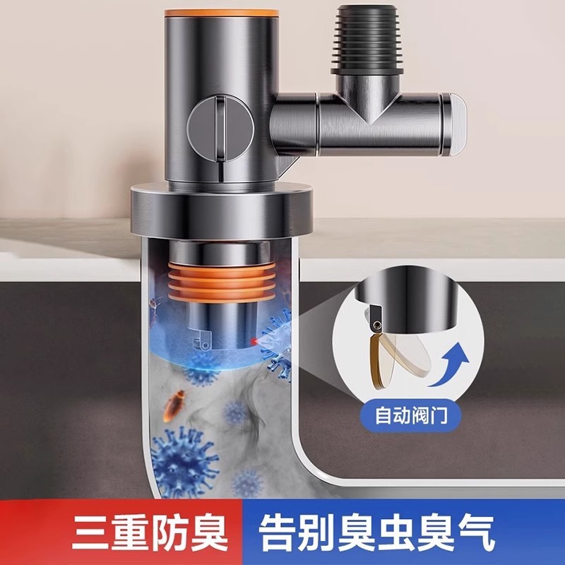 台所の下水管の三方分流器の野菜を洗うたらいの排水の三頭は臭い神器の浄水器の密封の継ぎ手に戻りますことを防ぎます。|undefined
