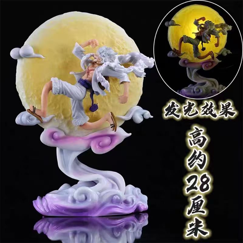 One Piece Luffy Figure Moon Nika Luffy Anime Figure Statue Model Gift [Battery Luminous]