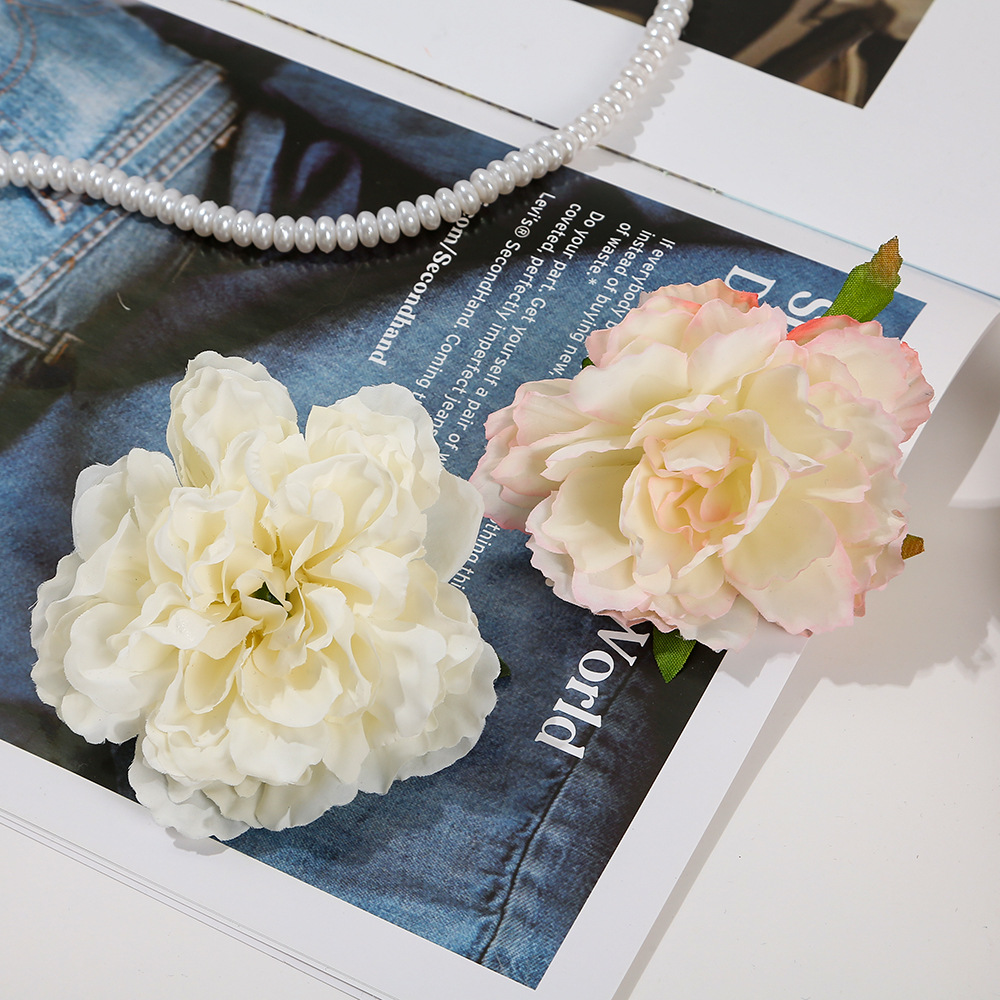 模擬牡丹と椿の花 diy アンティークスタイルのヘアアクセサリー頭飾り焼付牡丹手作りコサージュヘアピン花アクセサリー造花