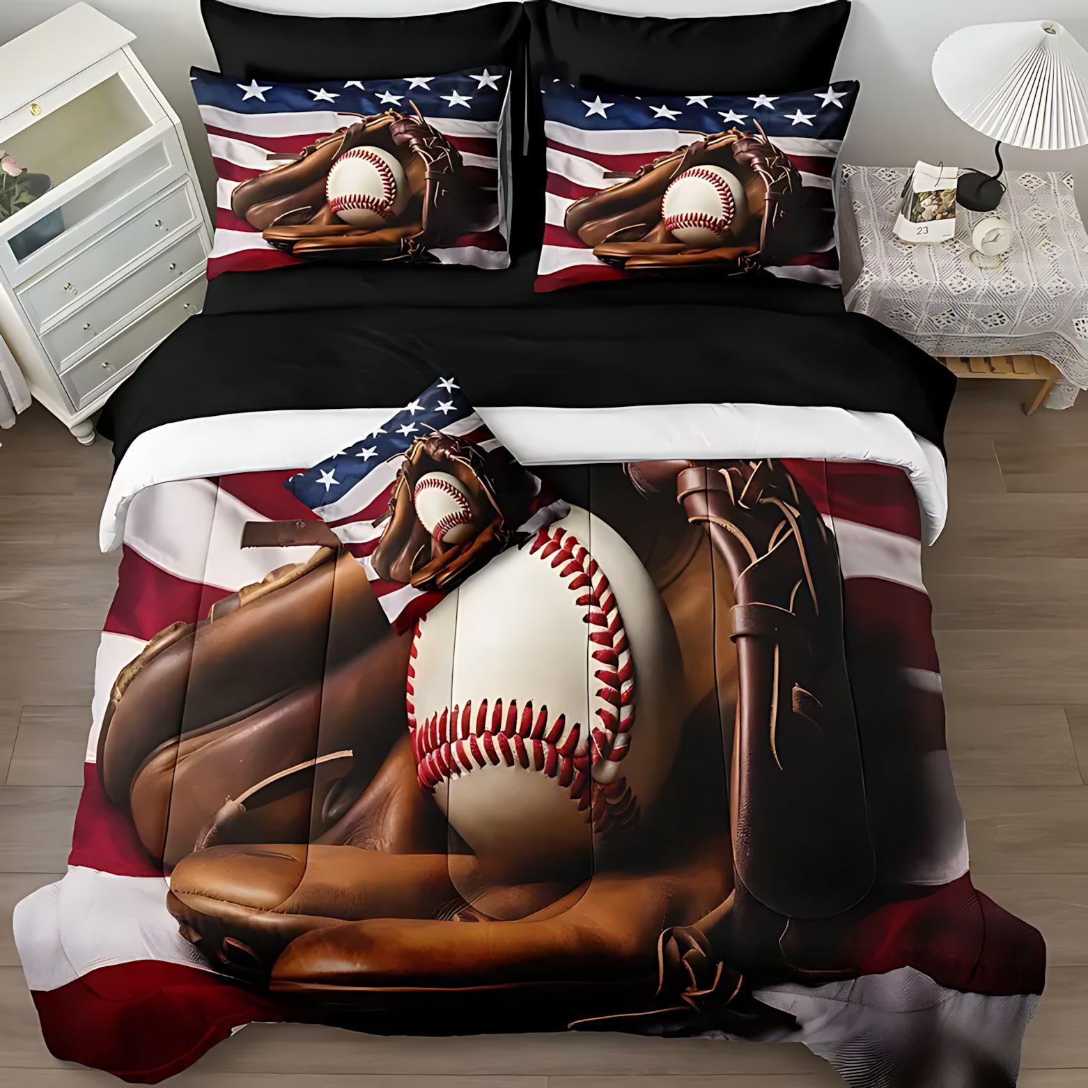 TEMU / JIT clásico tema de moda de béisbol textil transfronterizo impresión digital HD 180gms conjunto de edredón