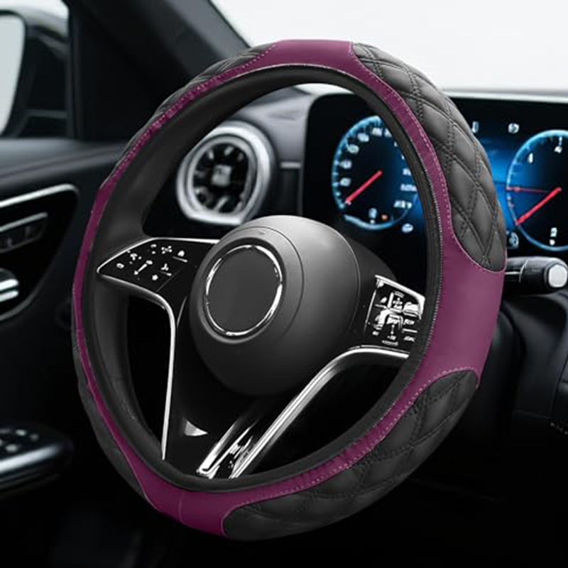 Car Steering Wheel Cover with Quilted Embroidery and Leather Stitching, No Inner Ring, Suitable for All Seasons, Cross-Border Hot-Selling Car Interior Accessories Wholesale