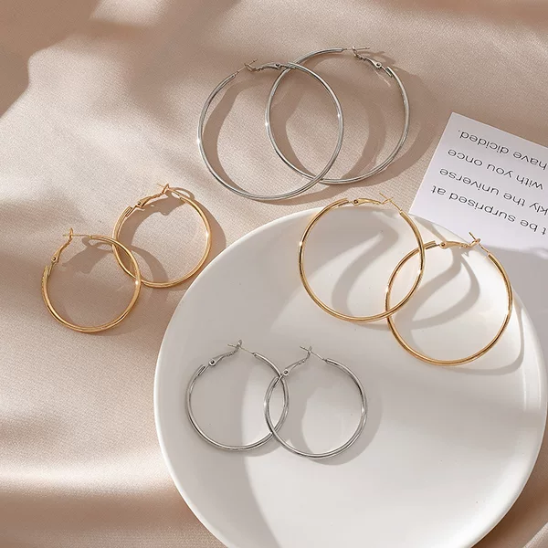 European and American Style Large Hoop Earrings for Women, 2025 New Model, Simple and Unique Minimalist Style Ear Studs, Elegant Ear Accessories