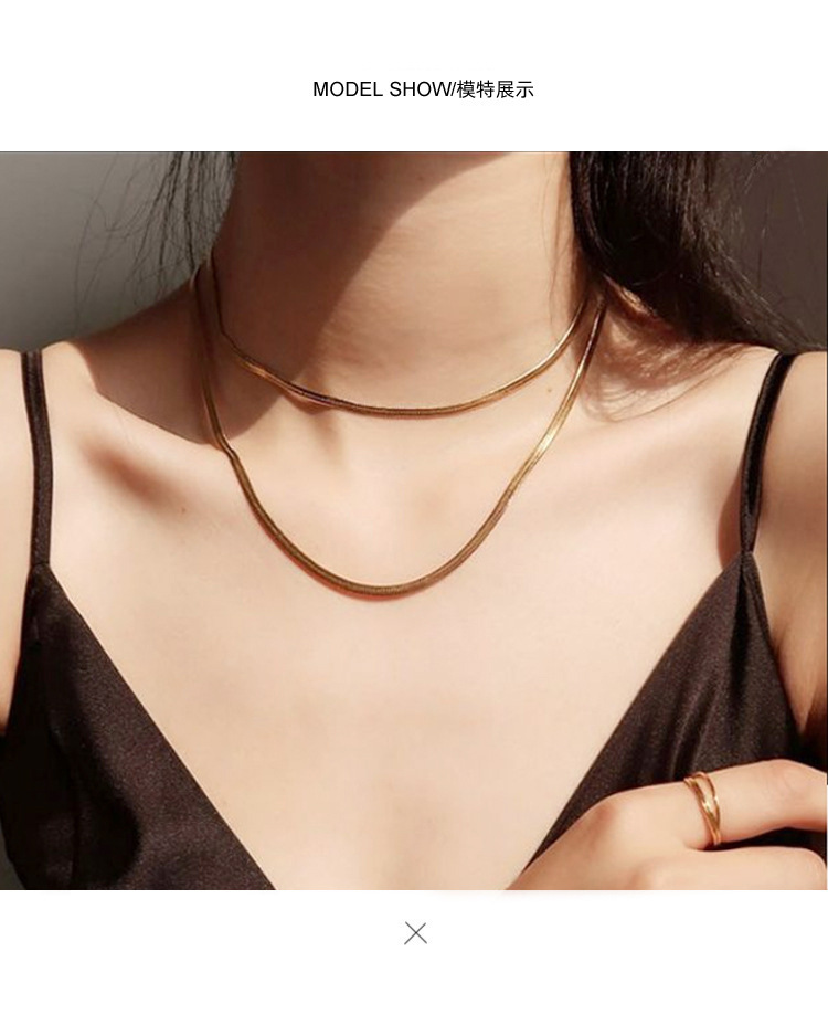 Flat Snake Bone Titanium Steel Clavicle Chain Trendy Blade Necklace display picture 2