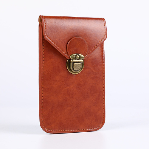 Men's new single-layer portable leather waist bag clamshell vertical buckle leather bag coin mobile phone storage bag wholesale