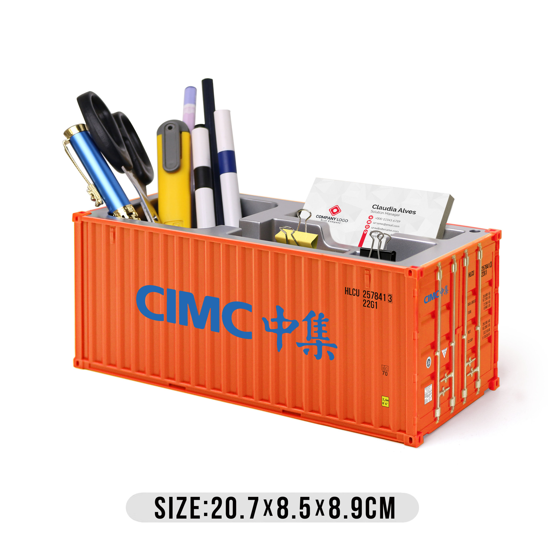 Caja de tarjeta de visita de bolígrafo central