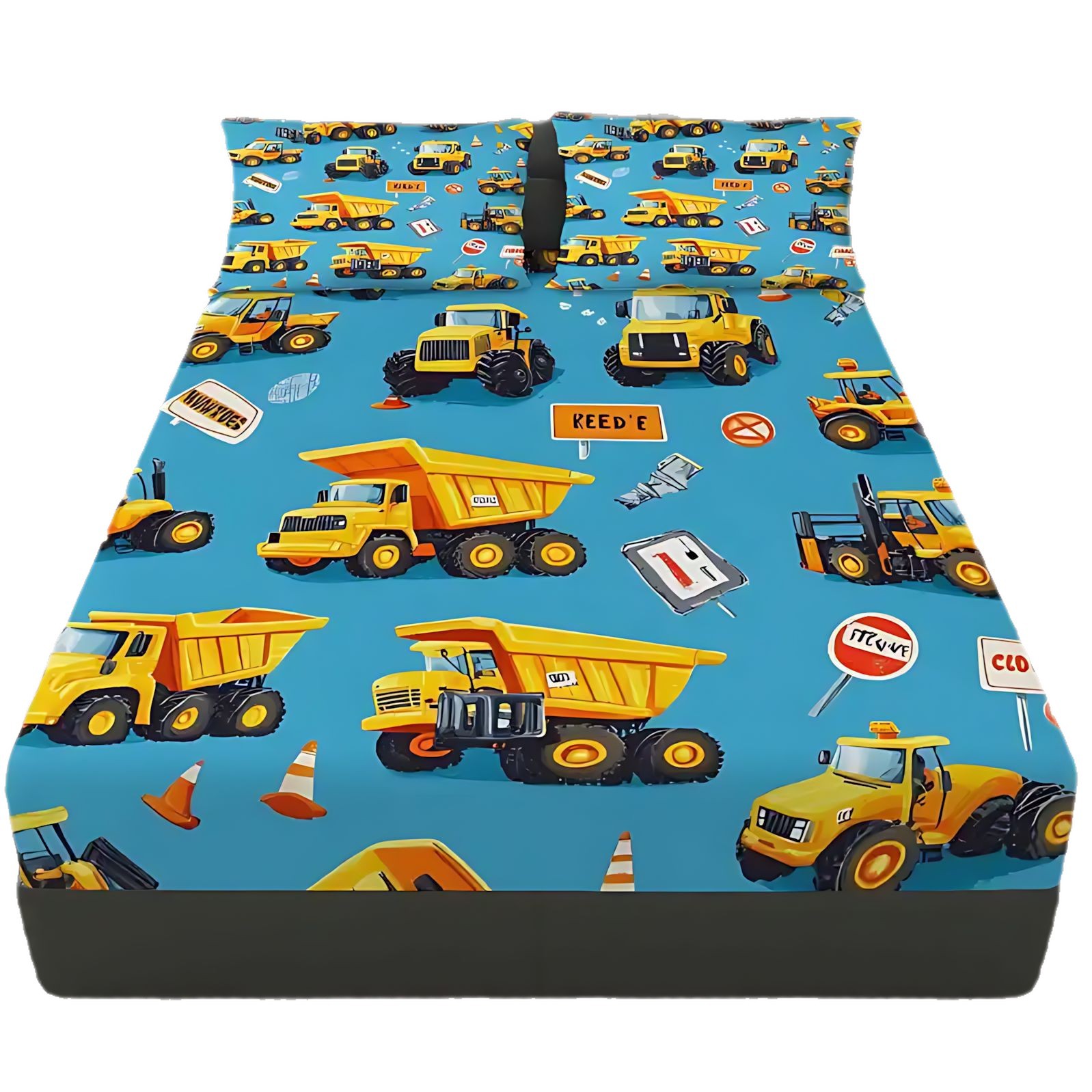 Temas de excavadora de dibujos animados TEMU / JIT impresión digital 3D cama gaza pillow cover set textiles domésticos transfronterizos