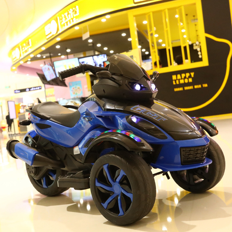 Niños motocicleta eléctrica todoterreno coche de playa carga doble tracción amortiguador coche de juguete de tres ruedas para montar coche eléctrico