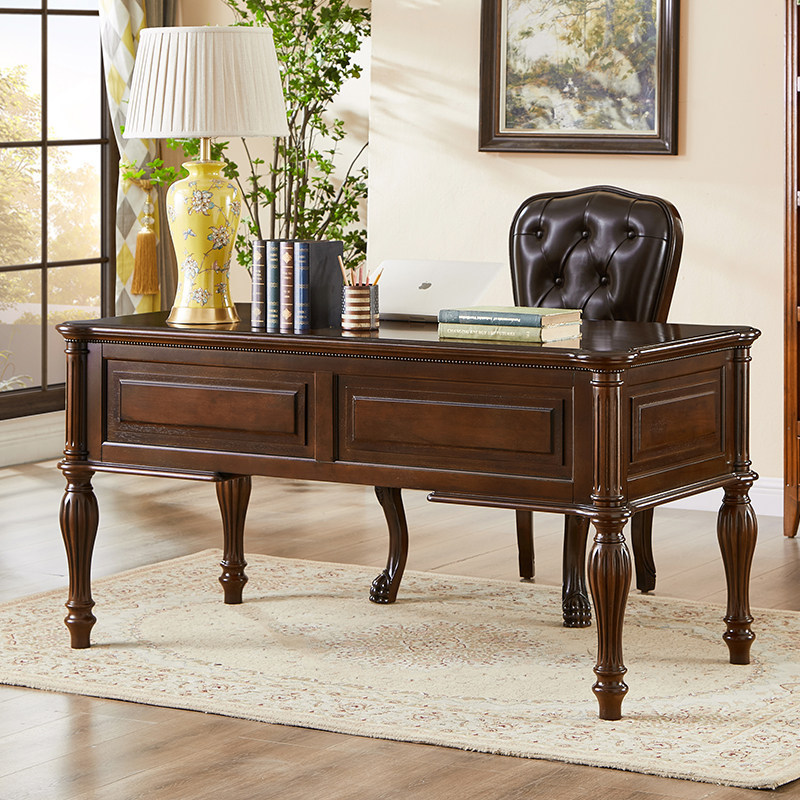 American-Style Solid Wood Desk, Vintage Distressed Study Desk, Boss Computer Desk, Bedroom Calligraphy Desk, Writing Desk American-Style Solid Wood Desk, Vintage Distressed Study Desk, Boss Computer Desk, Bedroom Calligraphy Desk, Writing Desk