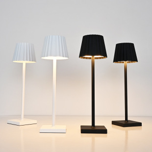 Pleated high-leg lamp Nordic charging simple light luxury retro night light bedside decoration outdoor European and American small table lamp