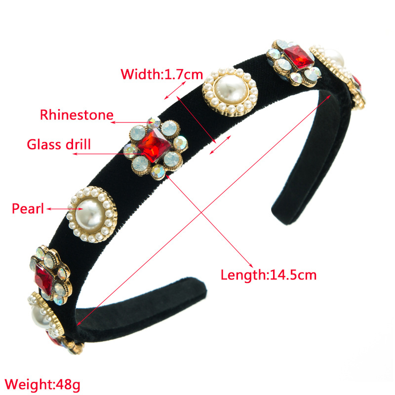 Baroque Style Geometric Cloth Artificial Pearls Rhinestones Hair Band display picture 1