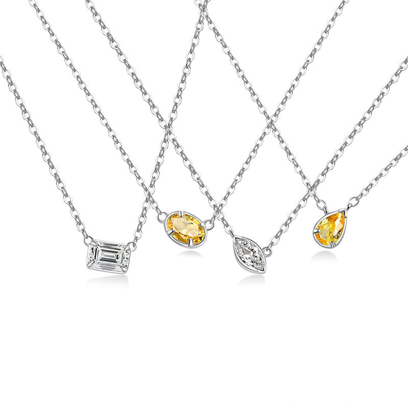 S925 Sterling Silver Simple Geometric Diamond Cube Sugar Necklace