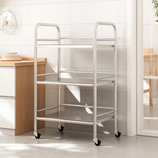 Household Stainless Steel Trolley Customized Hand Push Dining Car Movable Stainless Steel Kitchen Kitchenware Vegetable Storage Rack