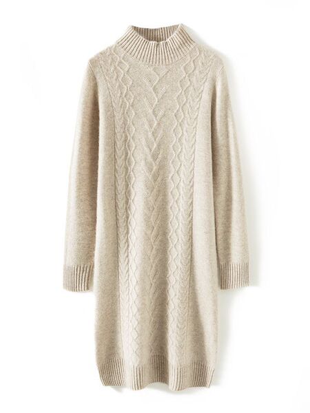 Demi-season woolen design knitted knitted dress