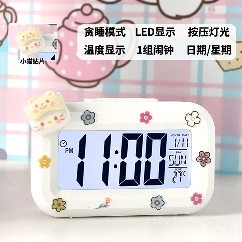 ミニ電子目覚まし時計学生学習専用カウントダウン温度表示子供女の子デスクトップ学生目覚まし時計|undefined