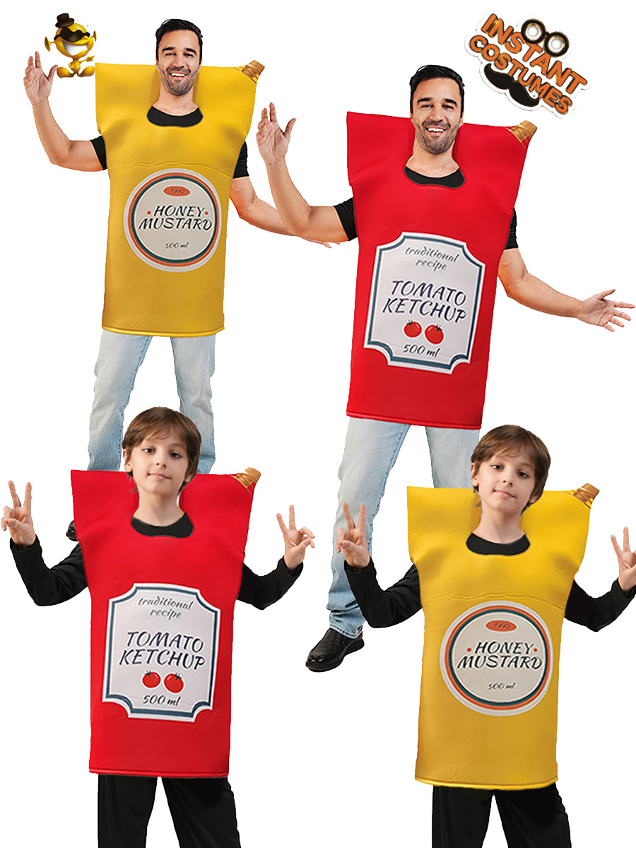 Disfraz de salsa de tomate mostaza divertida de Halloween, disfraz de rol, disfraz de festival, disfraz de COS