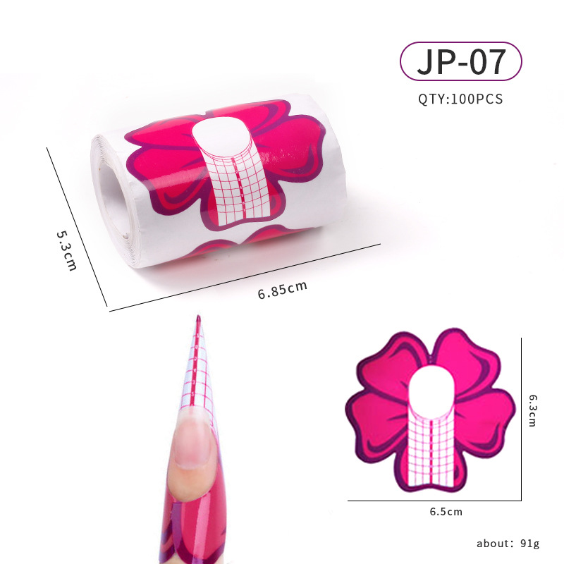 Soporte de papel de uñas de herradura extensión de fototerapia de cristal herramienta de uñas arte de uñas mariposa mosca titular de dedo rectangular 100 unids/rollo