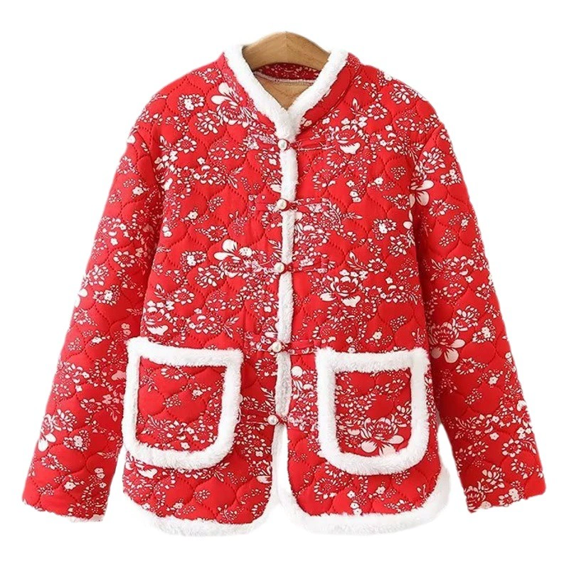 Женская одежда больших размеров в китайском стиле, хлопковая стеганая куртка с цветочным принтом, Интернет-знаменитости, в том же стиле, универсальная Северо-Восточная большая хлопковая стеганая куртка, хлопок 74436