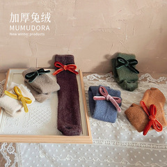 兒童中筒襪秋季加厚保暖女童襪子嬰兒寶寶蝴蝶結親子公主長襪批發