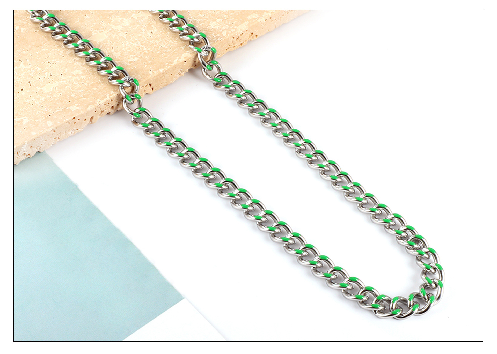 Simple Style Geometric Stainless Steel Titanium Steel Enamel Plating Necklace 1 Piece