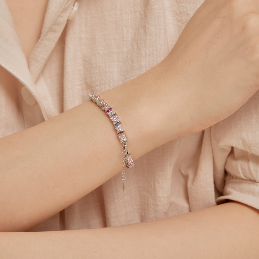 12g Weight Zircon Inlay Material Bracelets Classification 1 Piece Quantity Daily, Street Occasion 925 Sterling Silver Material Water Droplets, Heart Shape, Flower Pattern Women's Gender Inlay Design IG Style, Shiny Style 925 Sterling Silver Bracelets IG Style Shiny 2