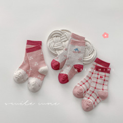 2024新品春夏季兒童襪子韓系ins雙針運動中筒襪男女童學生襪批發