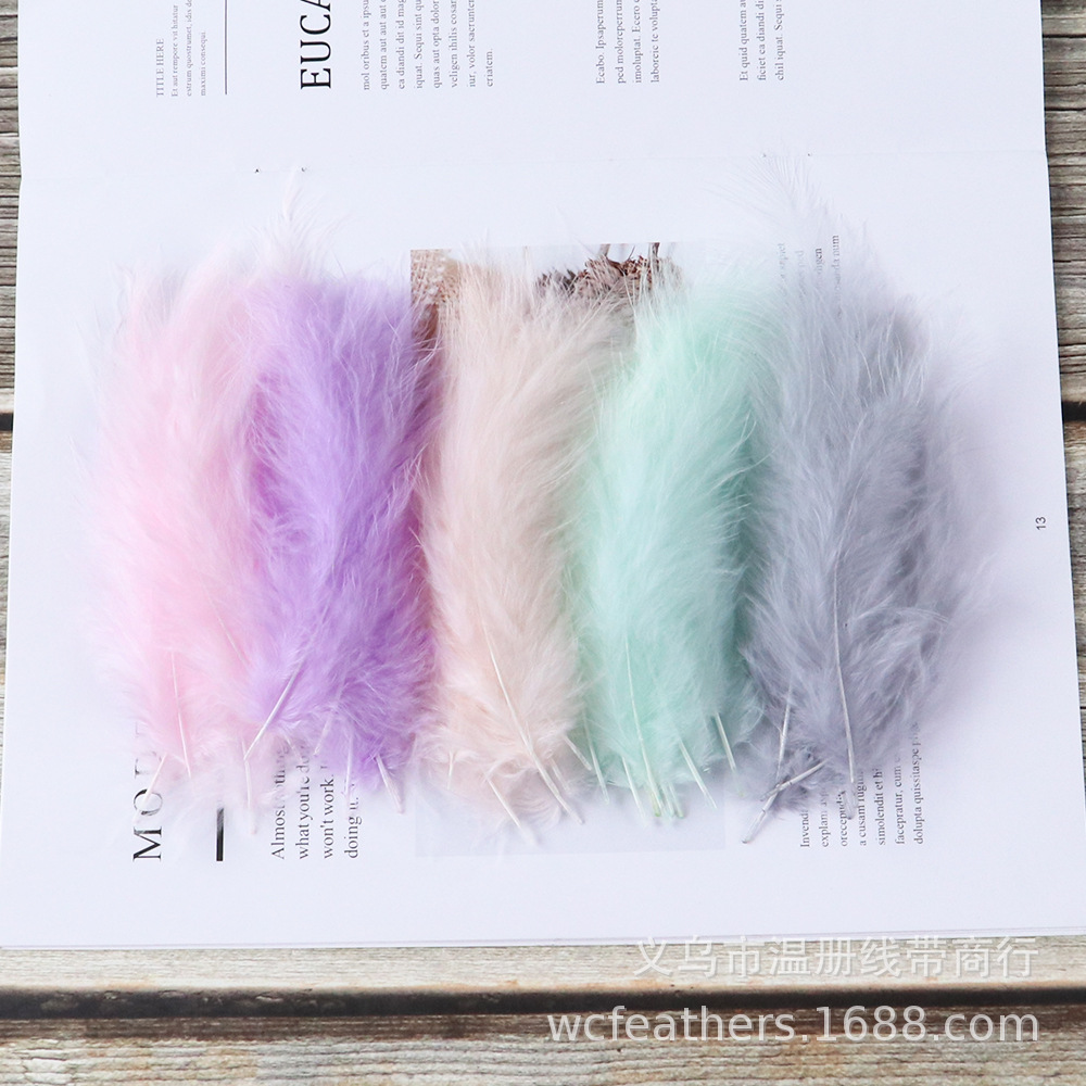 Macaron-colored turkey feather tail plush toy materials, accessories, crafts, decorations, filling, bright colors