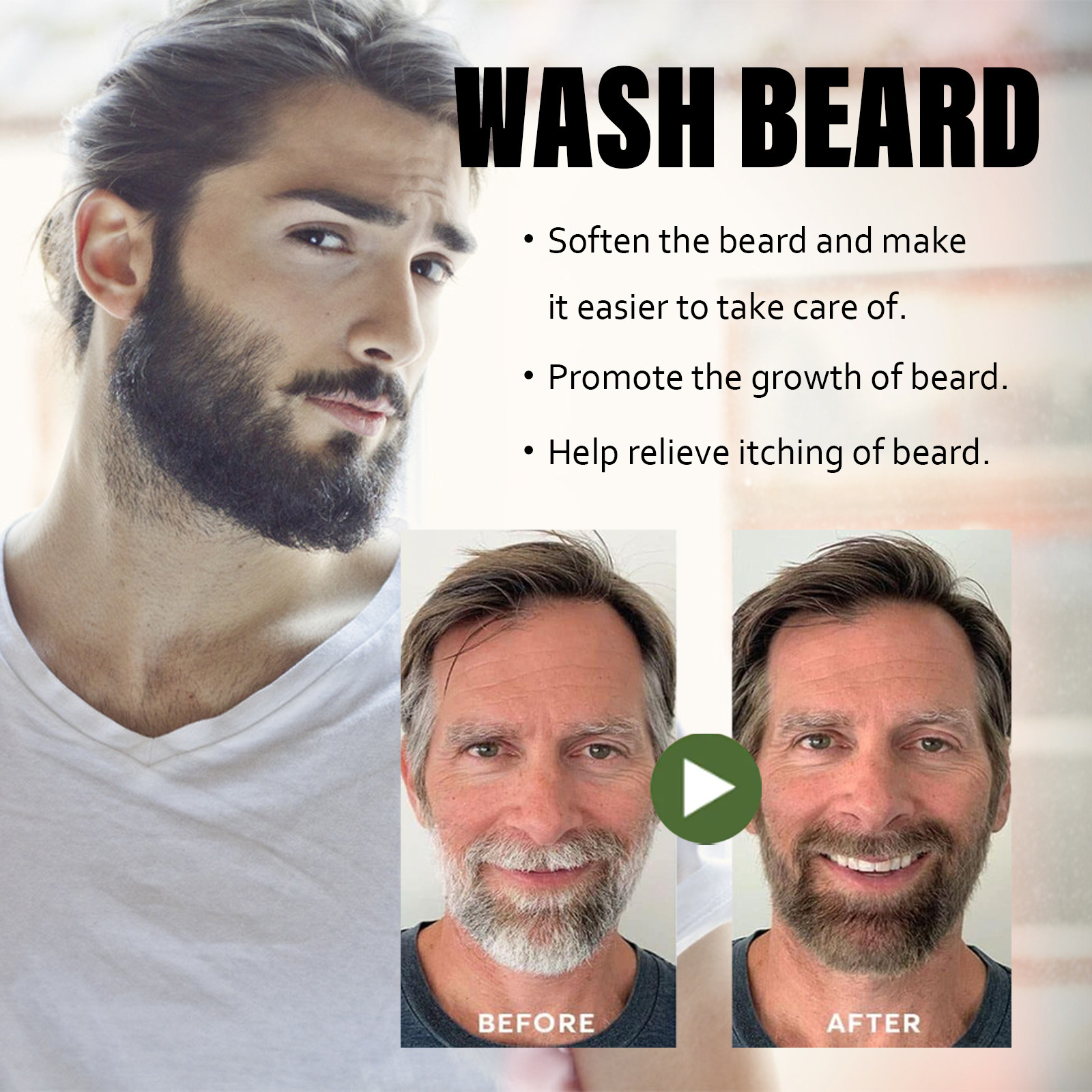 Sapone per barba nera e folta da uomo - Sapone per la cura della barba Polygonum Multiflorum per una pulizia e un'idratazione delicate_voghion.com