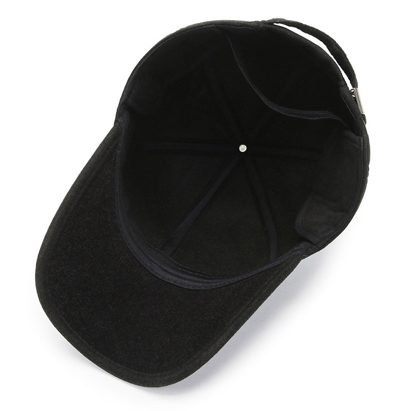 Middle Aged Men's Trendy Baseball Cap, New Woolen Duck Tongue Cap, Fashionable Dad's Ear Protection, Plush and Thick Cotton Hat_voghion.com