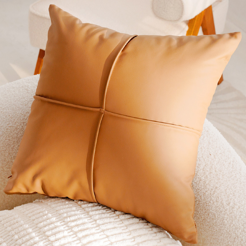 Funda de almohada de 45x45cm pliegue cruzado medio de cuero marrón