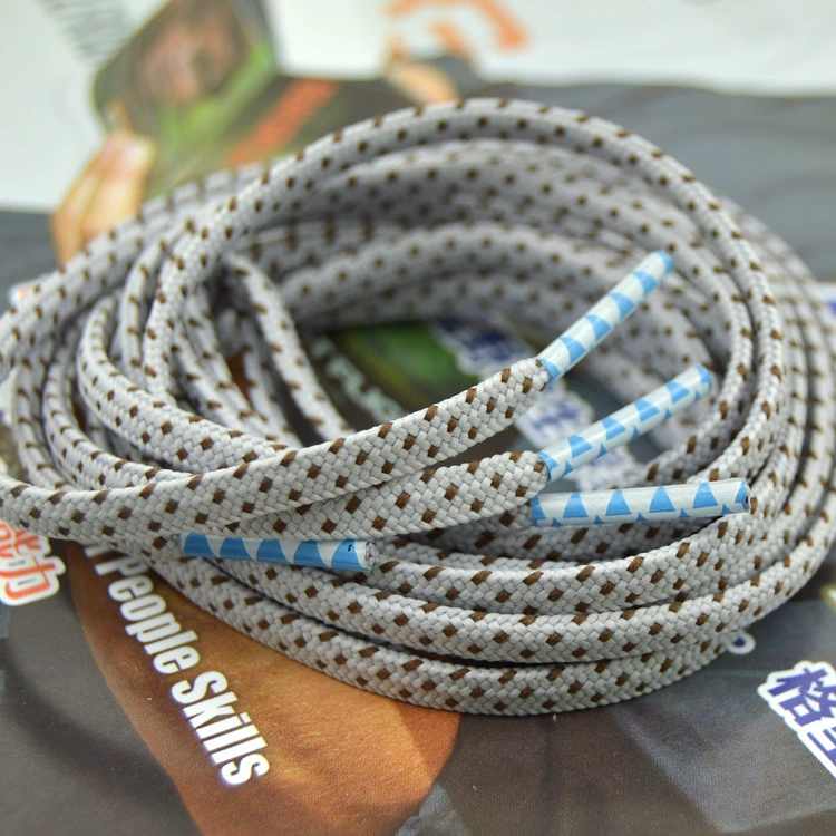 Зазор двухслойный плоский шнурок светло-серый коричневый Dot спортивные шнурки высокого качества