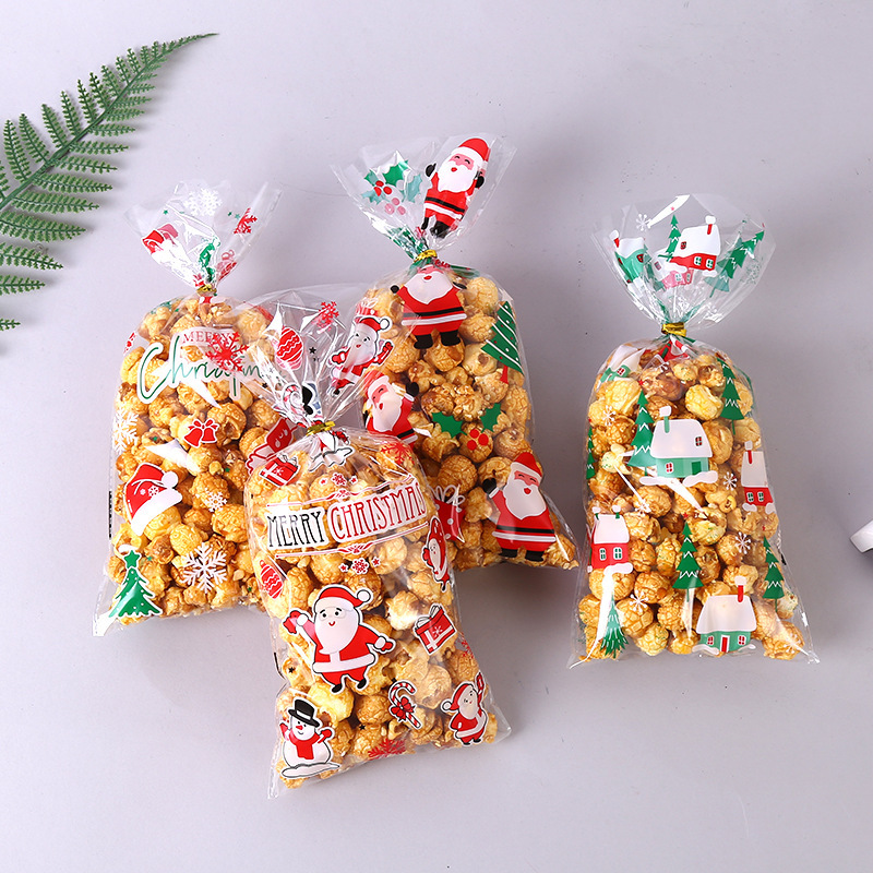 2025年 クリスマス キャンディバッグ トースト袋 食品包装袋 透明ガラス紙 フラットポケット ギフト包装袋|undefined