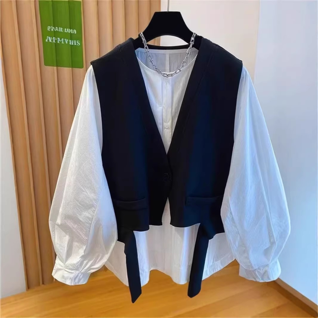 Suit Design Vest 2026 Autumn Fashion Irregular Ribbon Sleeveless New Style Top