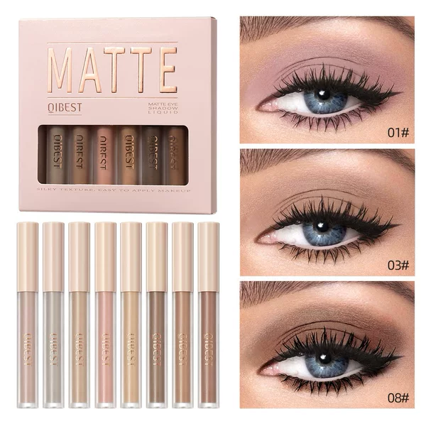 Qibest Matte Liquid Eyeshadow with a Misty Effect for Face Contouring, Nude and Earth Tones, Dual-Use Set for Eyes and Cheeks