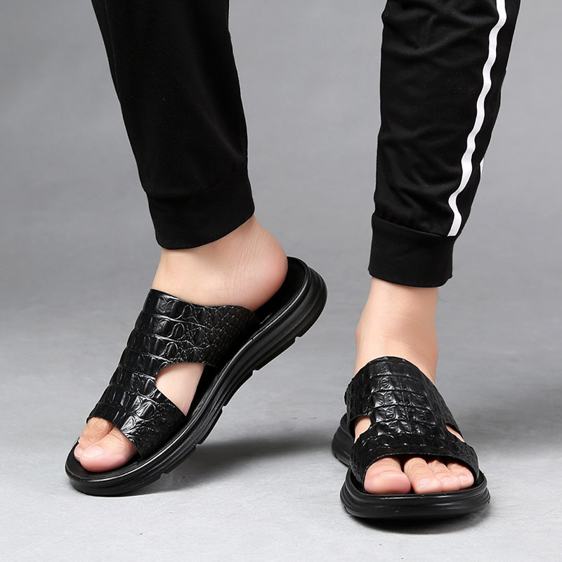 拖鞋男真皮2024新款夏季休閒沙灘涼鞋男韓版個性外穿涼拖鞋皮涼鞋