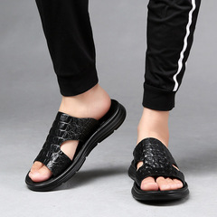 拖鞋男真皮2024新款夏季休閒沙灘涼鞋男韓版個性外穿涼拖鞋皮涼鞋